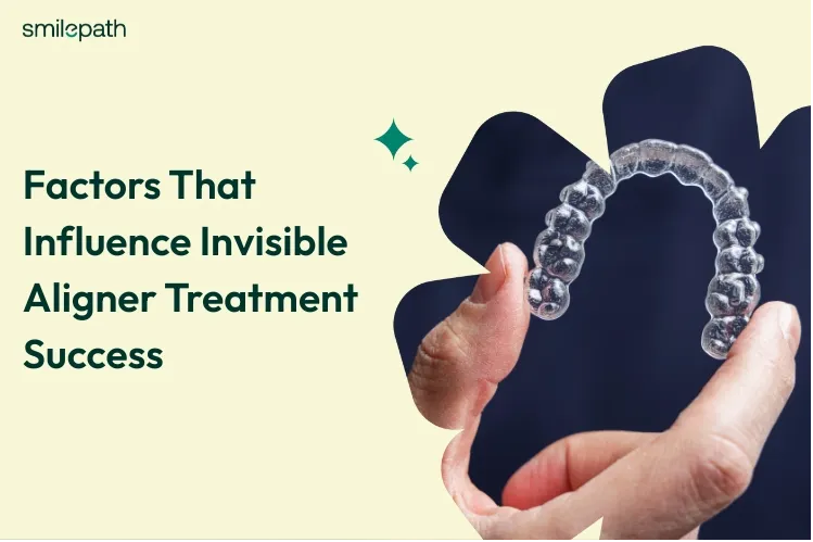 A man holding one clear aligner in his hand