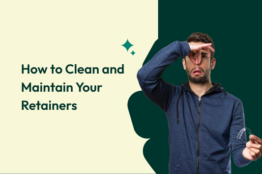 A guy holding his nose because his retainers smell bad