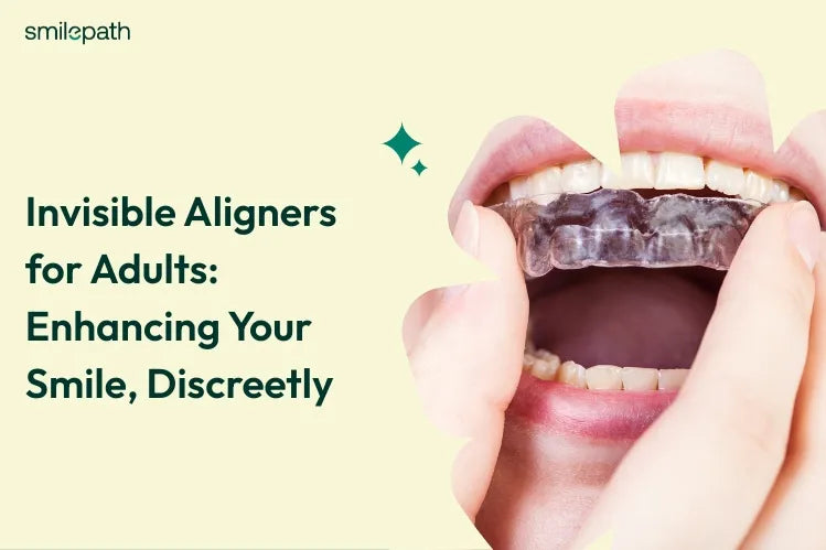 A close-up of a girl applying invisible aligners