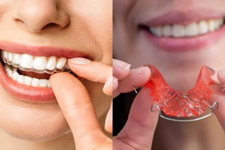 An image shows the difference between Hawley and Clear Retainers