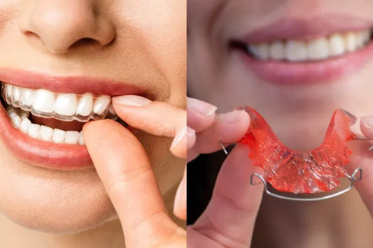 An image shows the difference between Hawley and Clear Retainers