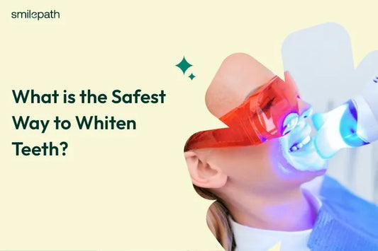 Dentist performing teeth whitening dental medical process