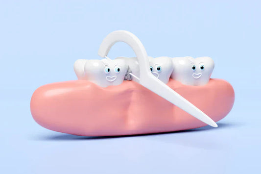 A 3D illustration of teeth flossing