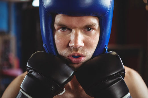 Boxer with a mouth guard