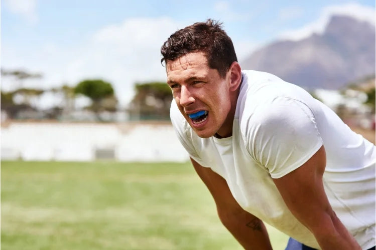 A man wearing a mouth guard.
