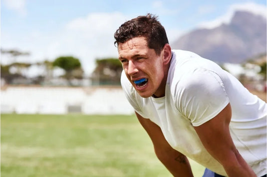 A man wearing a mouth guard.