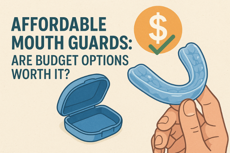 Mouthguards and a dollar sign symbol in the background.