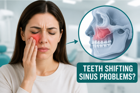 The illustration shows the blog title with sinus pain on a girl's face.