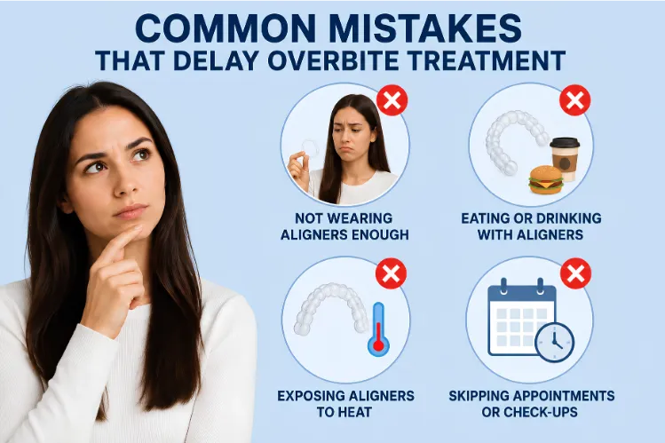 A girl wondering about common mistakes in overbite treatment.