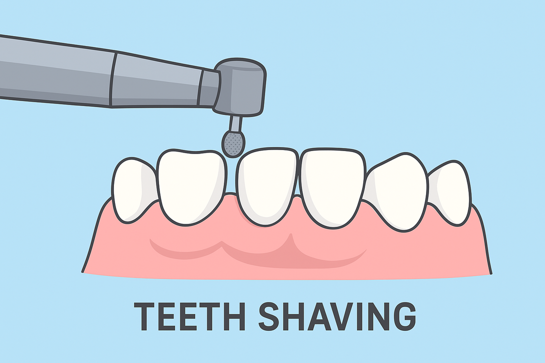 An illustration of tooth shaving for veneers 