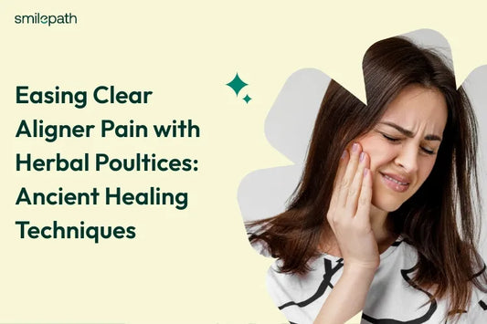 A girl suffering with pain during her aligner treatment