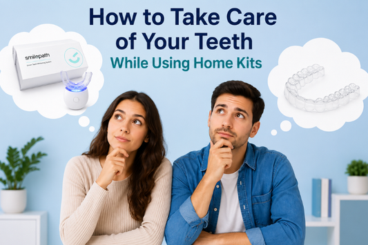 A girl and a boy wondering about at-home teeth straightening care.