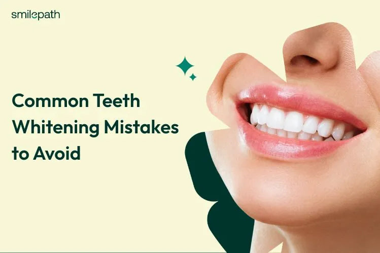 A woman shows her teeth whitening results