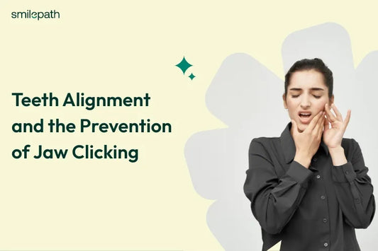 Woman holding her jaw with a pained expression, indicating discomfort or jaw pain against a light background