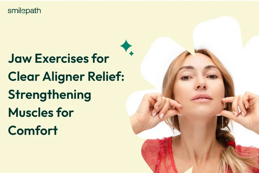 A young woman performing facial and jaw excercise