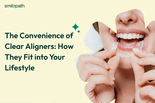 A girl putting clear aligners into her mouth