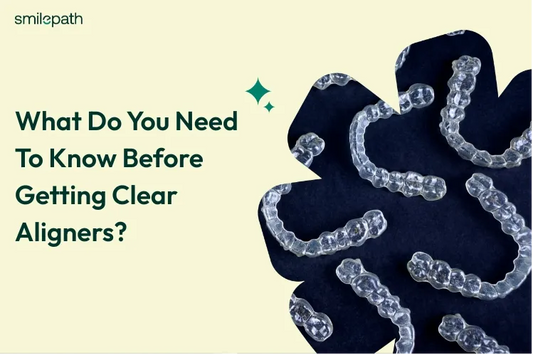 Top view of clear aligners on dark background 