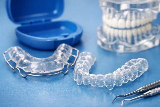  Different kinds of teeth retainers set on white background