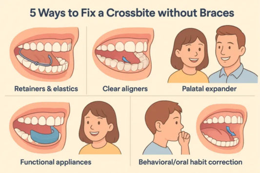 An image shows different ways to fix a crossbite without braces
