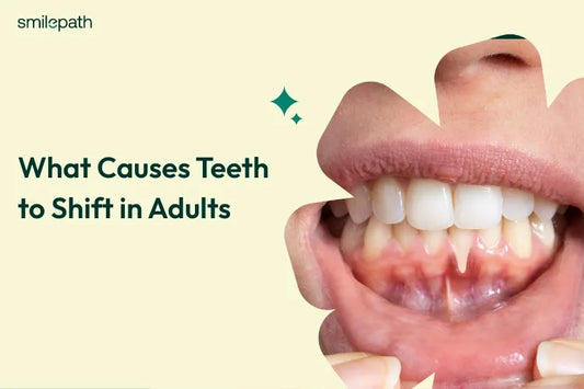 A girl showing her receding gums, one of the reasons for teeth shifting