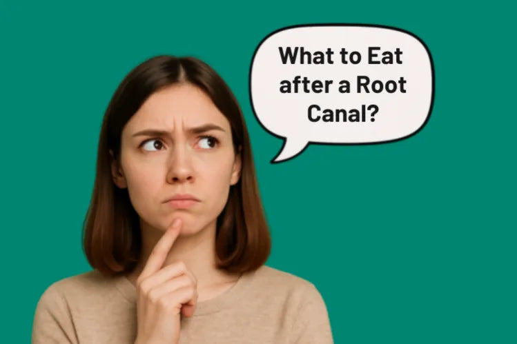 A girl wondering what to eat after a root canal treatment.