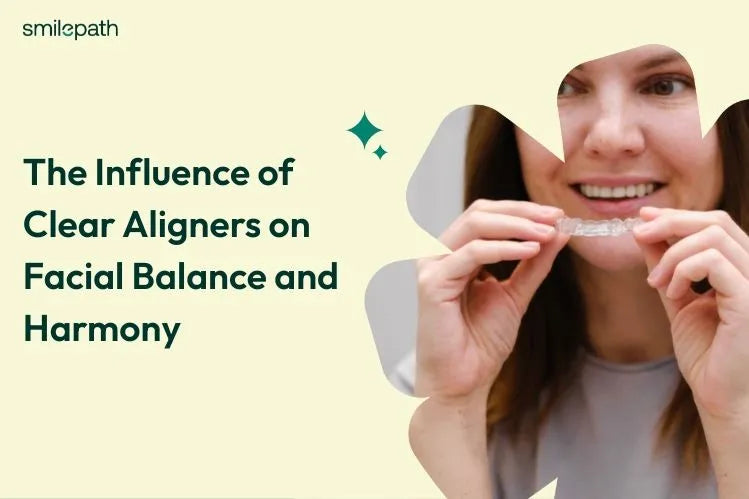 A girl holding invisible aligners in her hands